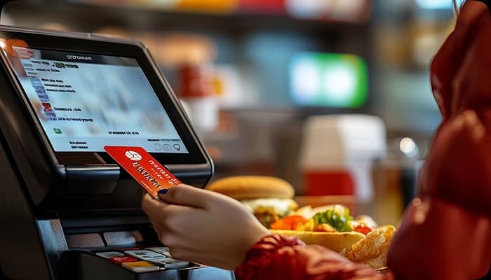Cliente pagando com cartão em um terminal de ponto de venda